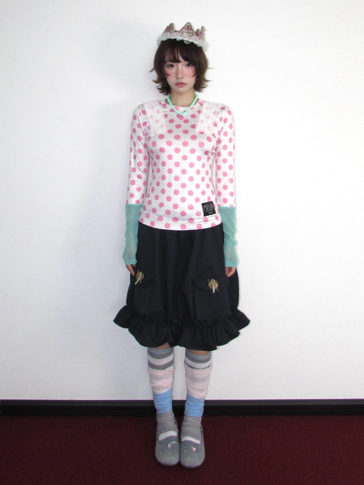 Twill Workwear Buttons Casual Ruffle Bud Midi Skirt【s0000018947】