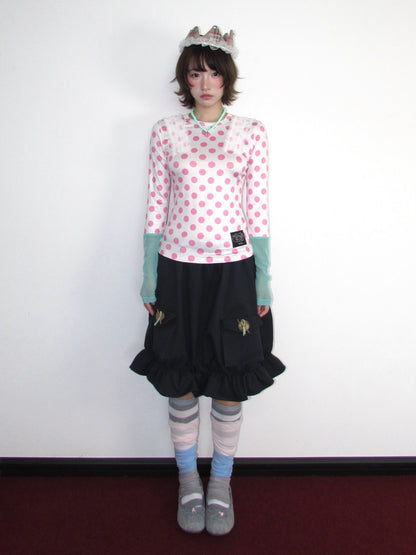 Twill Workwear Buttons Casual Ruffle Bud Midi Skirt【s0000018947】