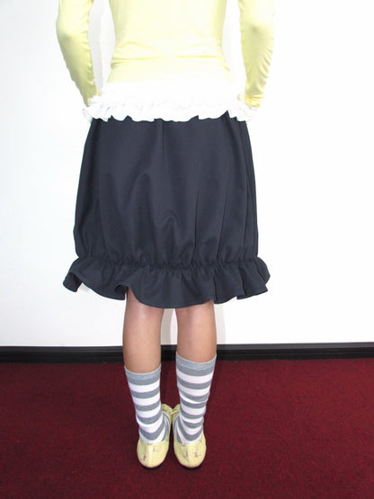 Twill Workwear Buttons Casual Ruffle Bud Midi Skirt【s0000018947】
