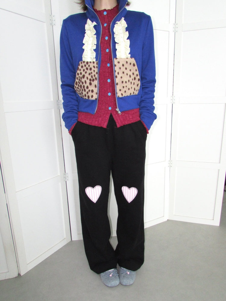 Heavyweight Thickened Terry Loose Wide-Leg Elastic Waistband Applique Heart Sweat Pants【s0000018948】