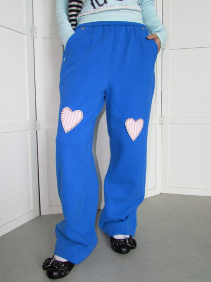 Heavyweight Thickened Terry Loose Wide-Leg Elastic Waistband Applique Heart Sweat Pants【s0000018948】