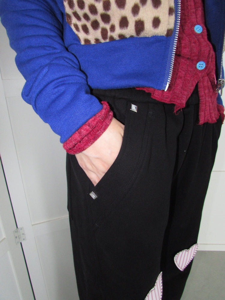Heavyweight Thickened Terry Loose Wide-Leg Elastic Waistband Applique Heart Sweat Pants【s0000018948】