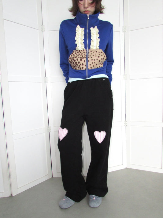 Heavyweight Thickened Terry Loose Wide-Leg Elastic Waistband Applique Heart Sweat Pants【s0000018948】