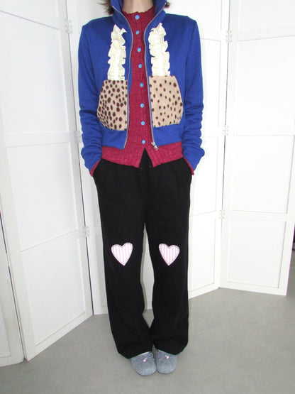Lace Patchwork Deer Short Jacket Zipper Terry Thin Sweatshirt【s0000018951】