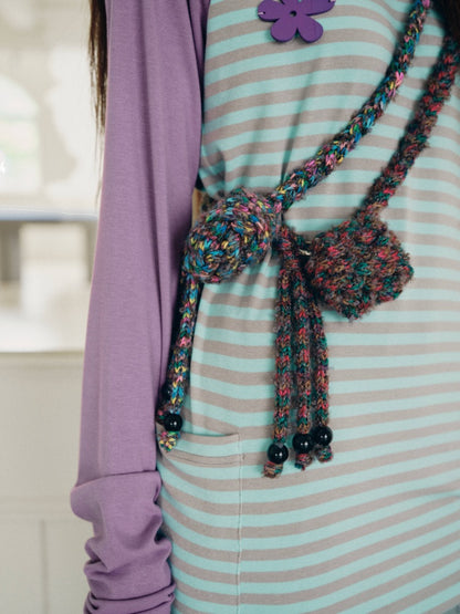 Colorful Handwoven Earphone Pouch Two-Tone Design Waist Chain【s0000018962】