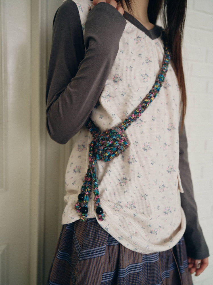 Colorful Handwoven Earphone Pouch Two-Tone Design Waist Chain【s0000018962】