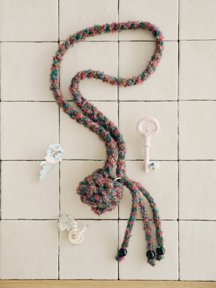 Colorful Handwoven Earphone Pouch Two-Tone Design Waist Chain【s0000018962】