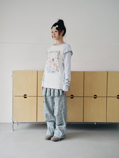 Floral Raglan-Sleeve Long-Sleeve Mellow T-Shirt【s0000018963】