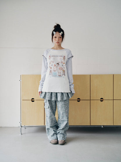 Floral Raglan-Sleeve Long-Sleeve Mellow T-Shirt【s0000018963】