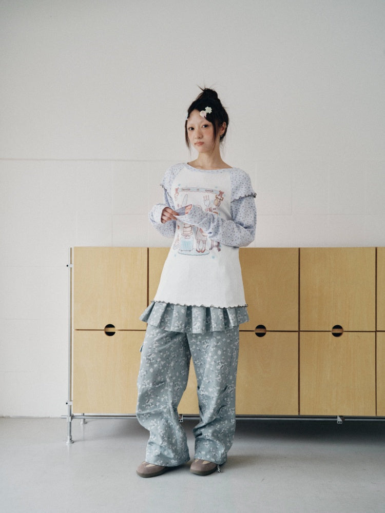Floral Raglan-Sleeve Long-Sleeve Mellow T-Shirt【s0000018963】
