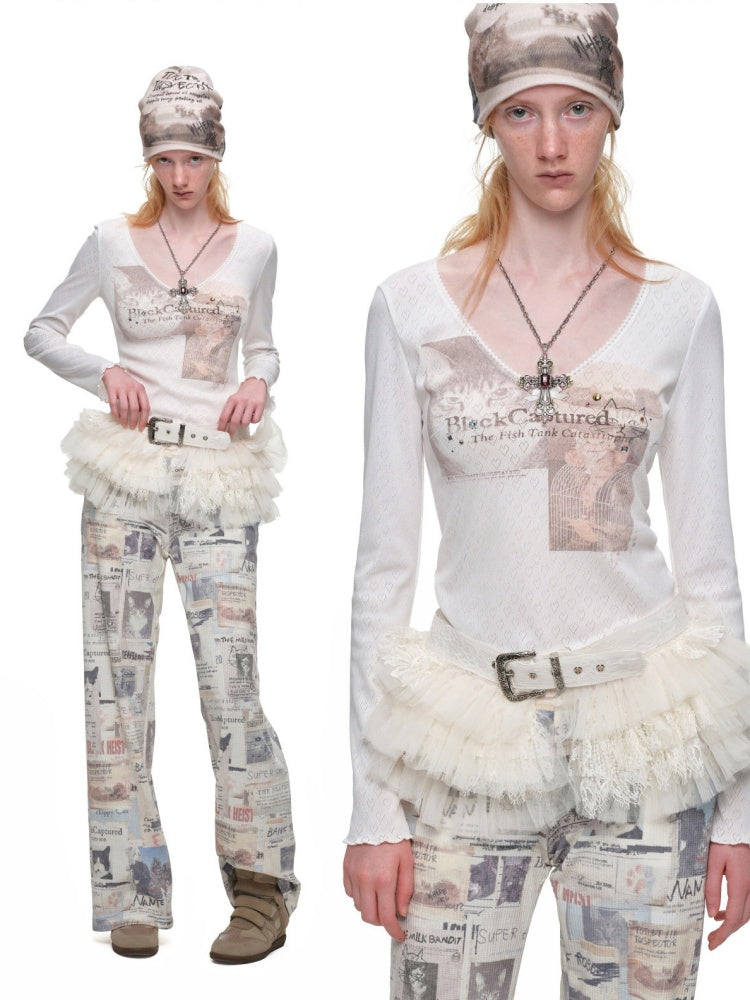Irregular Mid-Low Waist Lace Multi-Layer Short Tulle Skirt【s0000019026】