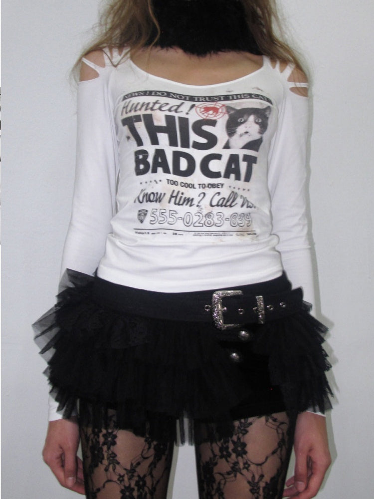 Irregular Mid-Low Waist Lace Multi-Layer Short Tulle Skirt【s0000019026】
