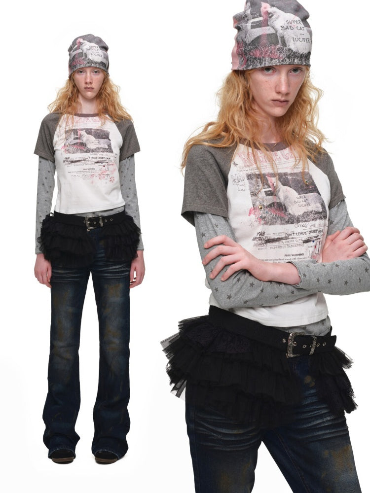 Irregular Mid-Low Waist Lace Multi-Layer Short Tulle Skirt【s0000019026】