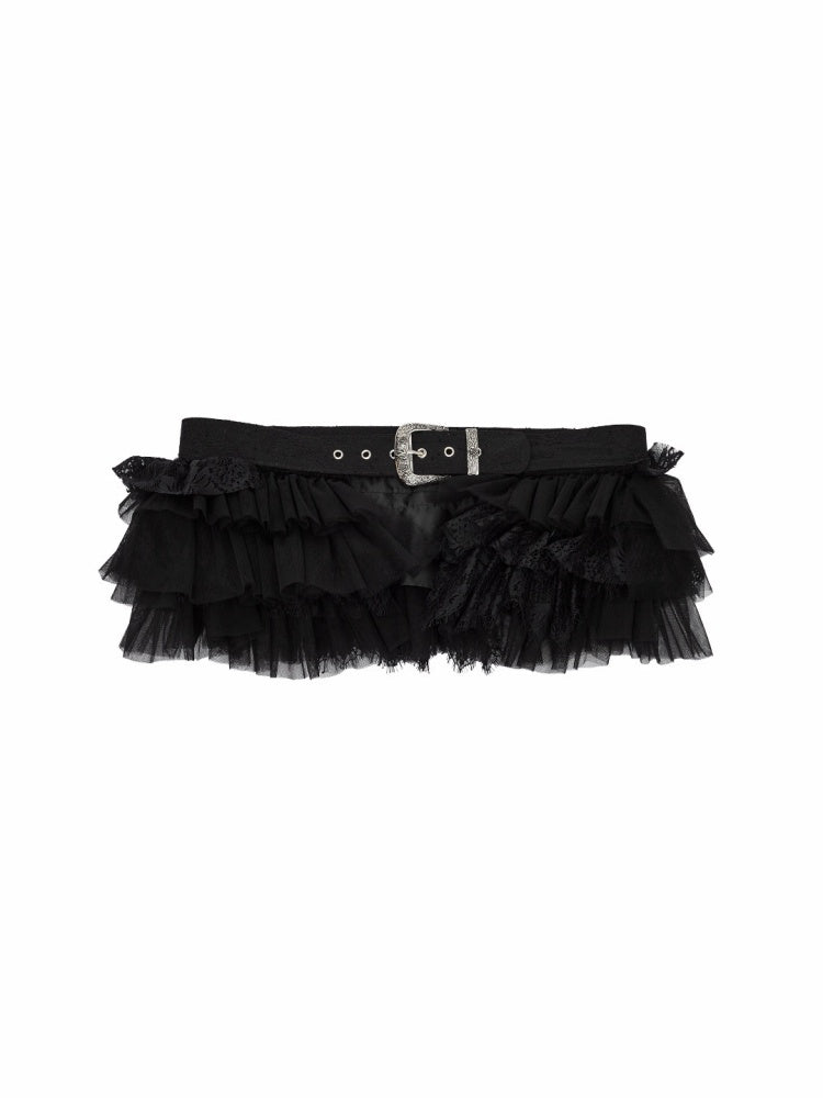 Irregular Mid-Low Waist Lace Multi-Layer Short Tulle Skirt【s0000019026】