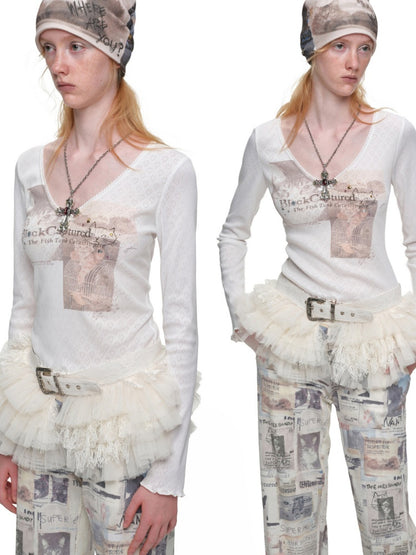 Irregular Mid-Low Waist Lace Multi-Layer Short Tulle Skirt【s0000019026】