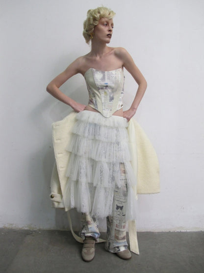 Lace Multi-Layer Pleated Mid-Length Slit Puff Cake Tulle Skirt【s0000019027】