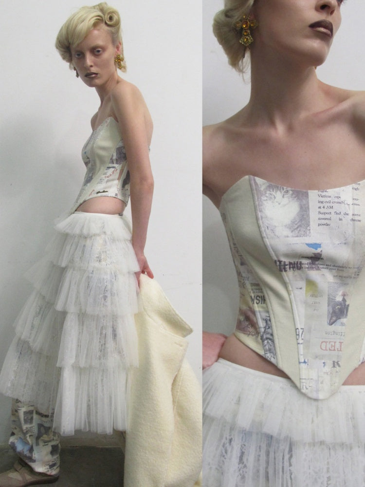 Lace Multi-Layer Pleated Mid-Length Slit Puff Cake Tulle Skirt【s0000019027】