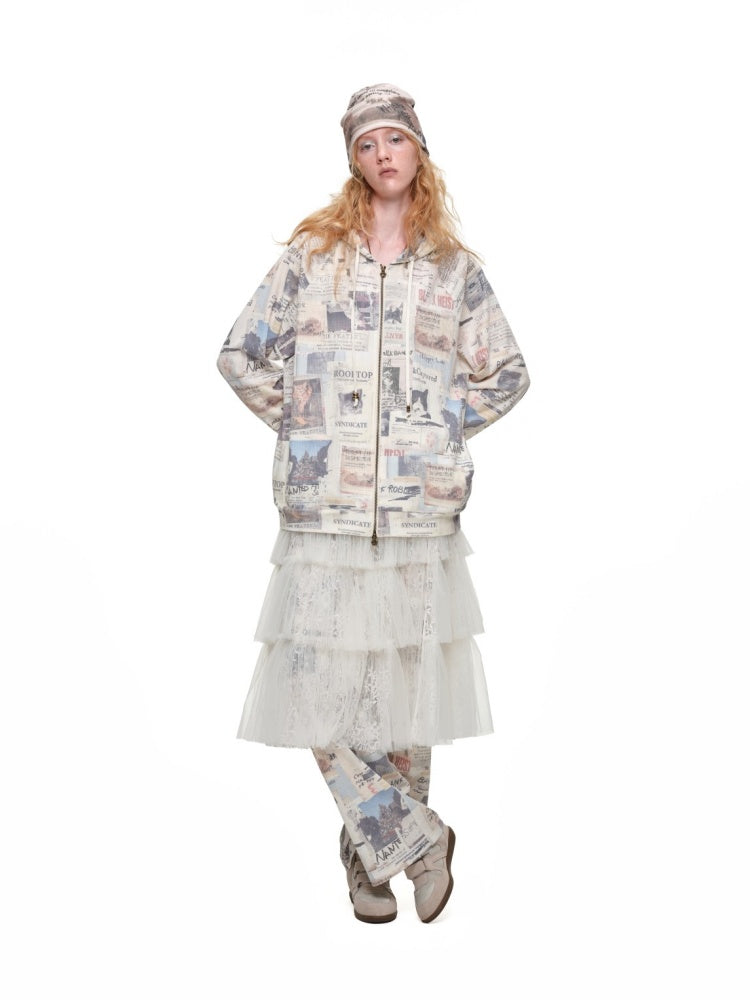 Lace Multi-Layer Pleated Mid-Length Slit Puff Cake Tulle Skirt【s0000019027】