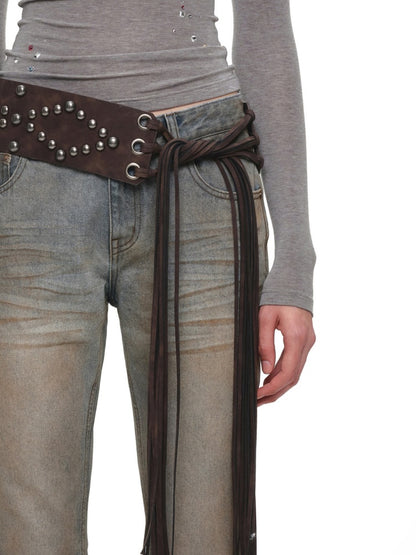 Heavy Industry Vintage Gradient Mud-Dyed Denim Tight Slimming Straight-Leg Flared Pants【s0000019029】