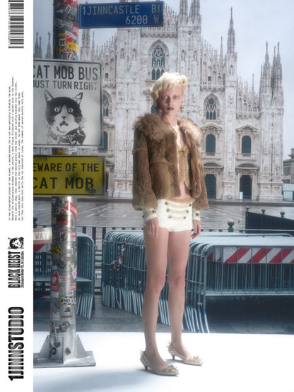 Napoleon Flocked Lace Patchwork Two-Piece Set Long-Sleeve V-neck Slim Cardigan Shorts Set【s0000019037】