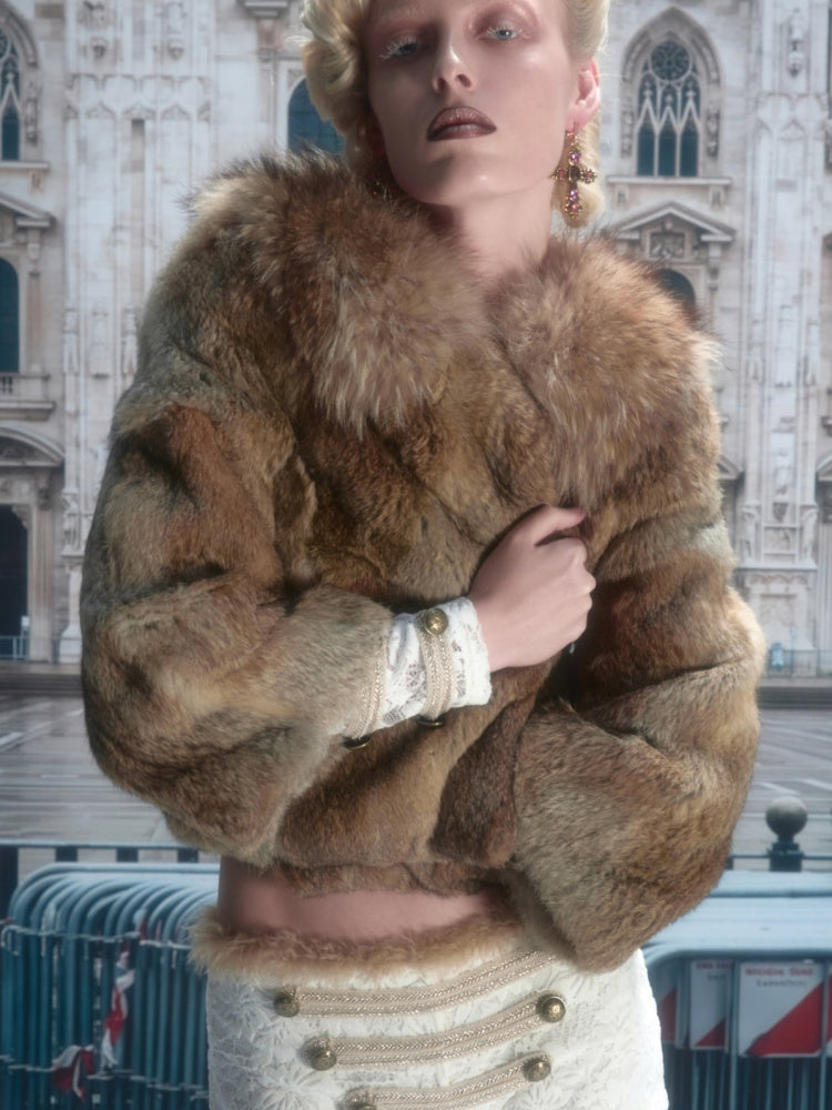 Napoleon Flocked Lace Patchwork Two-Piece Set Long-Sleeve V-neck Slim Cardigan Shorts Set【s0000019037】