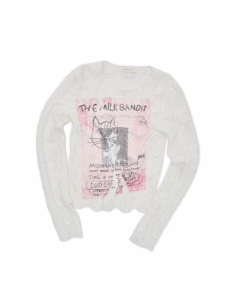 Cat Wanted Bubble Lace Crew Neck Top Irregular Mermaid Mini Skirt Set【s0000019038】
