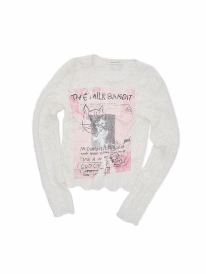 Cat Wanted Bubble Lace Crew Neck Top Irregular Mermaid Mini Skirt Set【s0000019038】
