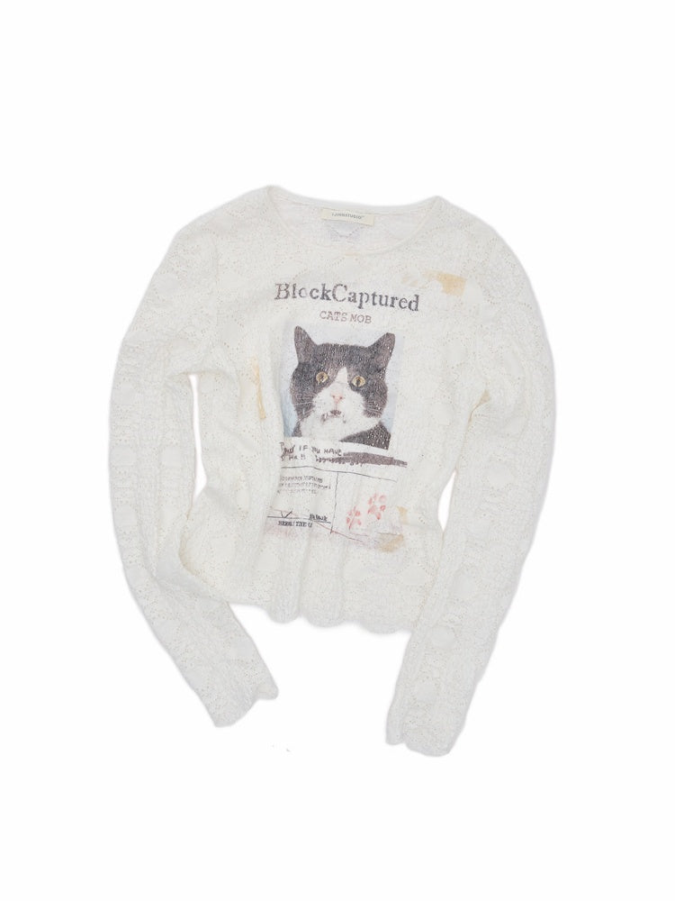 Cat Wanted Bubble Lace Crew Neck Top Irregular Mermaid Mini Skirt Set【s0000019038】