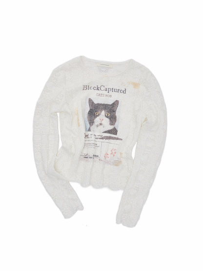 Cat Wanted Bubble Lace Crew Neck Top Irregular Mermaid Mini Skirt Set【s0000019038】