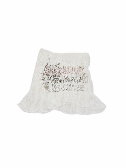 Cat Wanted Bubble Lace Crew Neck Top Irregular Mermaid Mini Skirt Set【s0000019038】