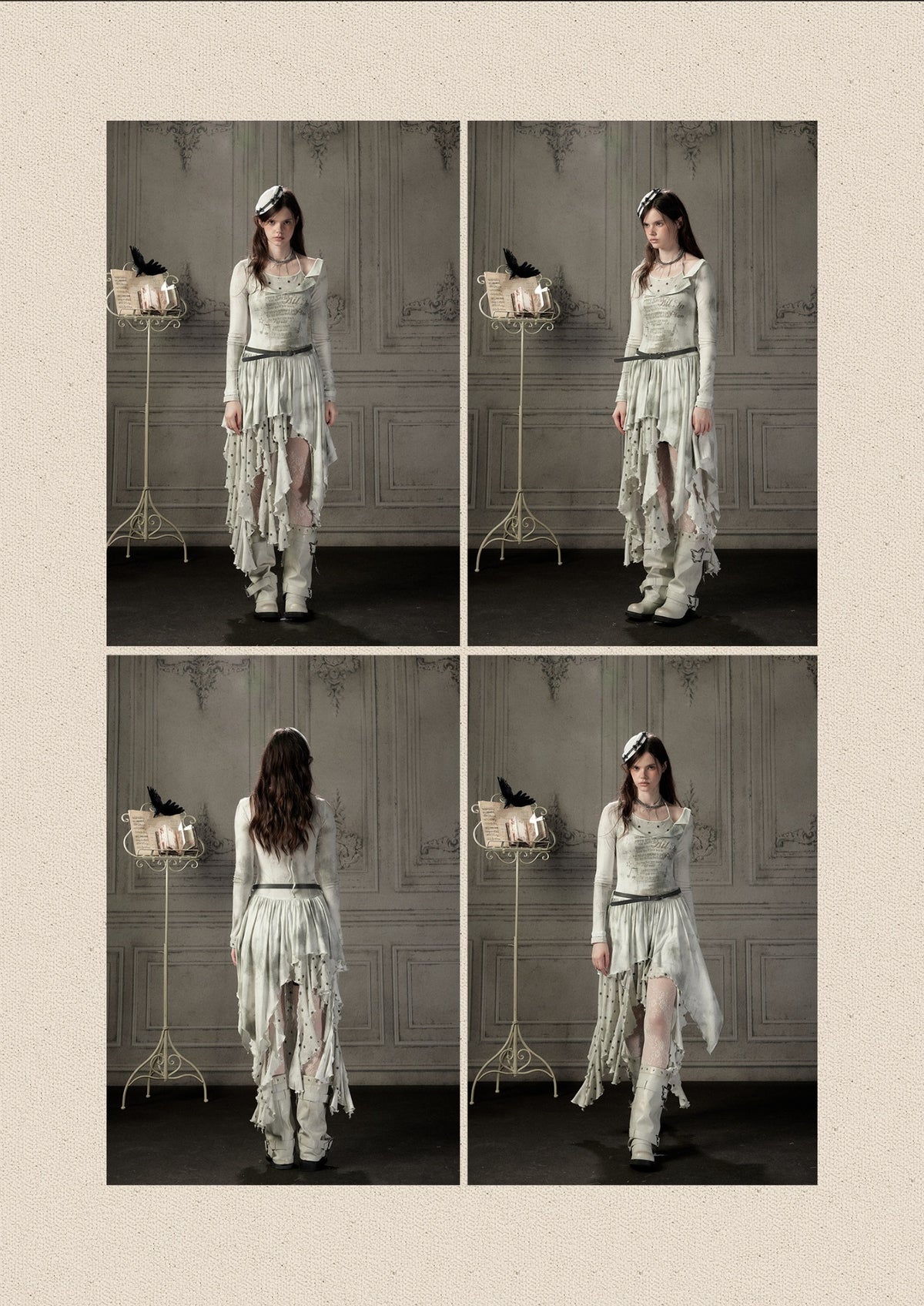 Fake Two-Piece Halter Polka Dot Print Midi Dress【s0000019042】