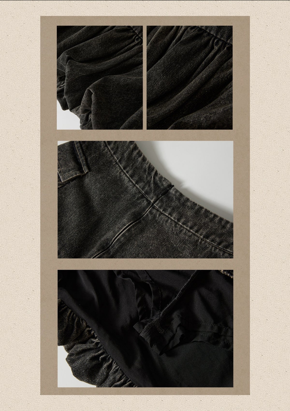 Black Denim Bud Distressed Large Pocket Short Skirt【s0000019047】