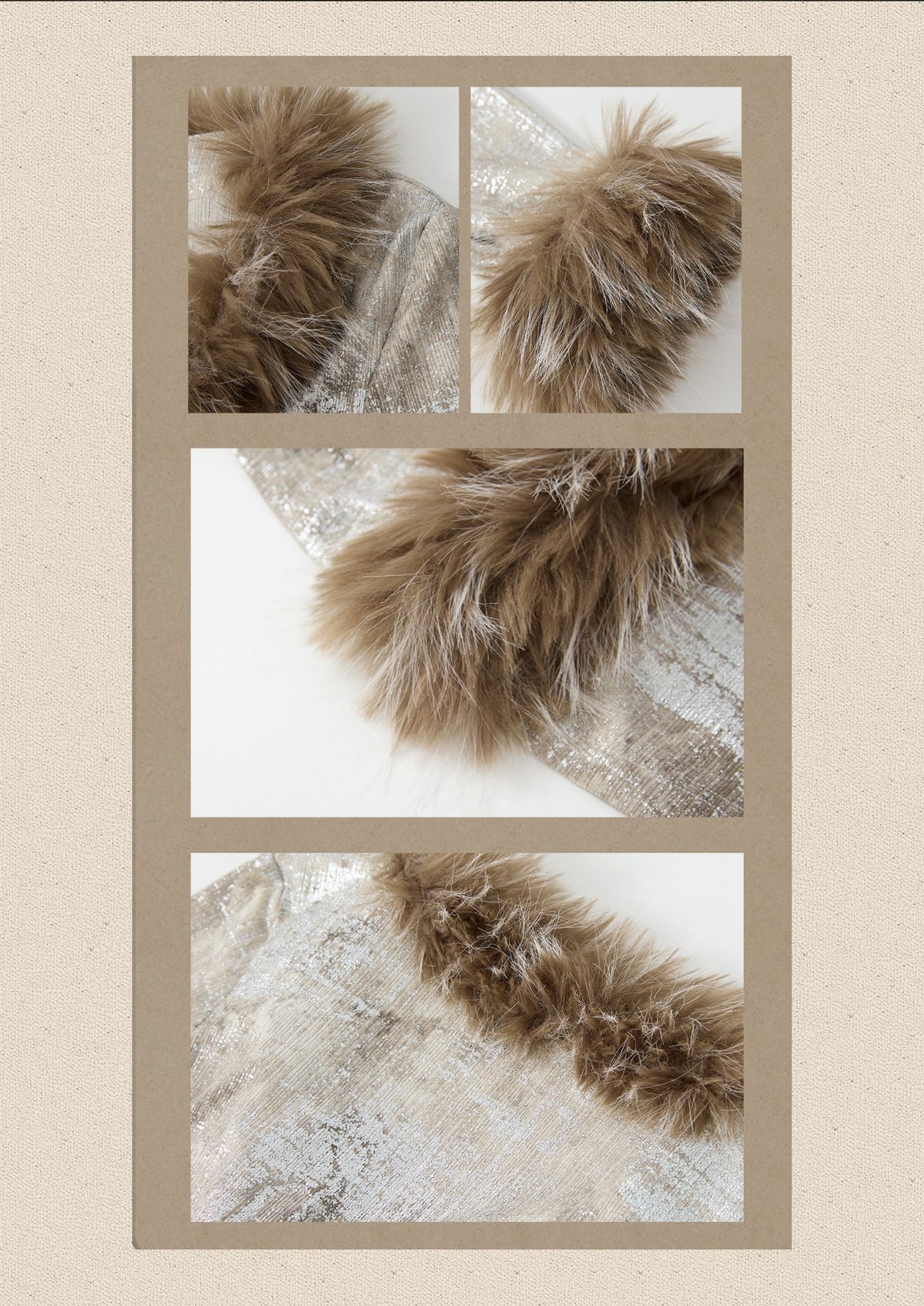 Fur Collar V-Neck Gray Long-Sleeve T-Shirt【s0000019048】