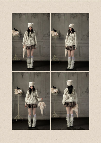 Drawstring Print Pullover Distressed Hoodie【s0000019049】