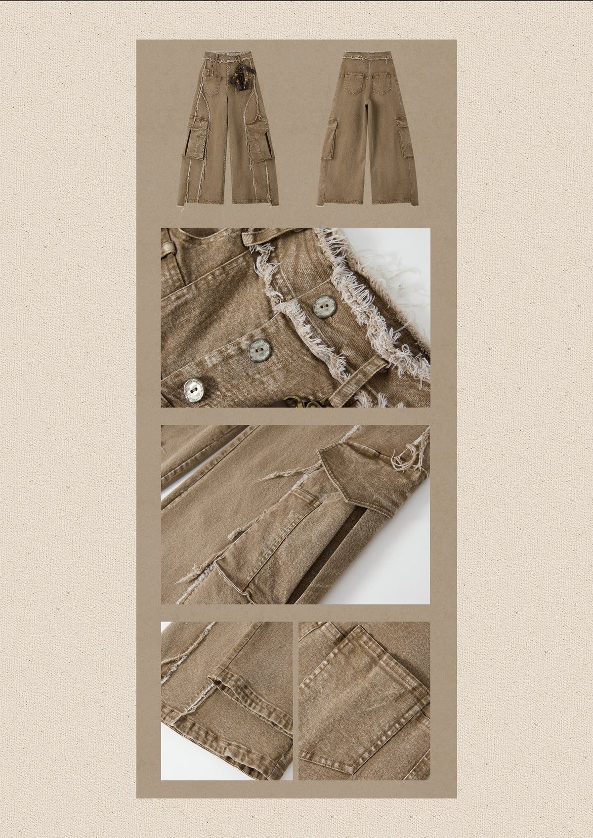 Distressed Flared High-Waist Wide-Leg Jeans【s0000019050】