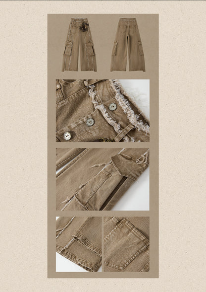Distressed Flared High-Waist Wide-Leg Jeans【s0000019050】