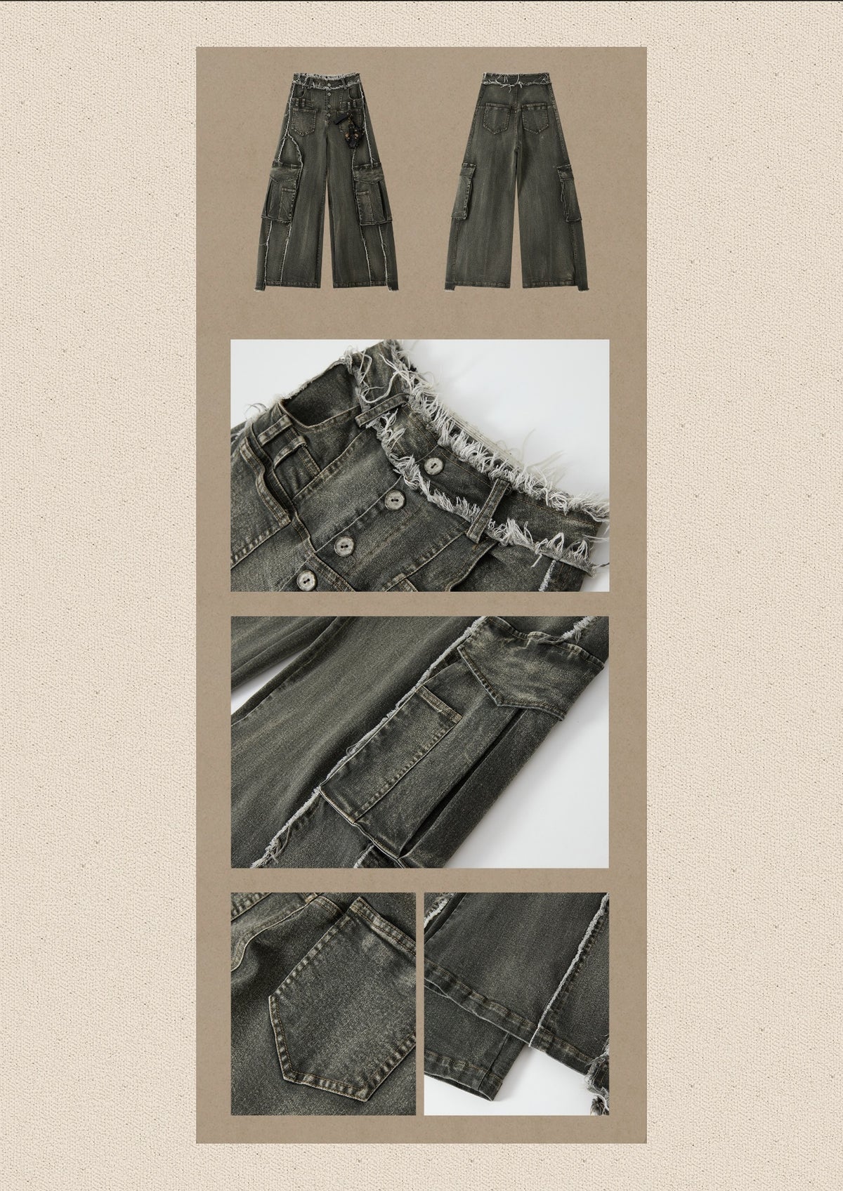 Distressed Flared High-Waist Wide-Leg Jeans【s0000019050】