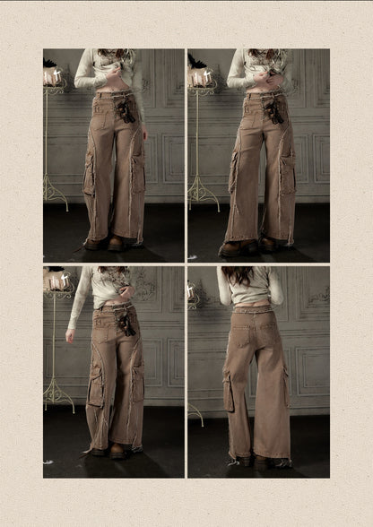 Distressed Flared High-Waist Wide-Leg Jeans【s0000019050】