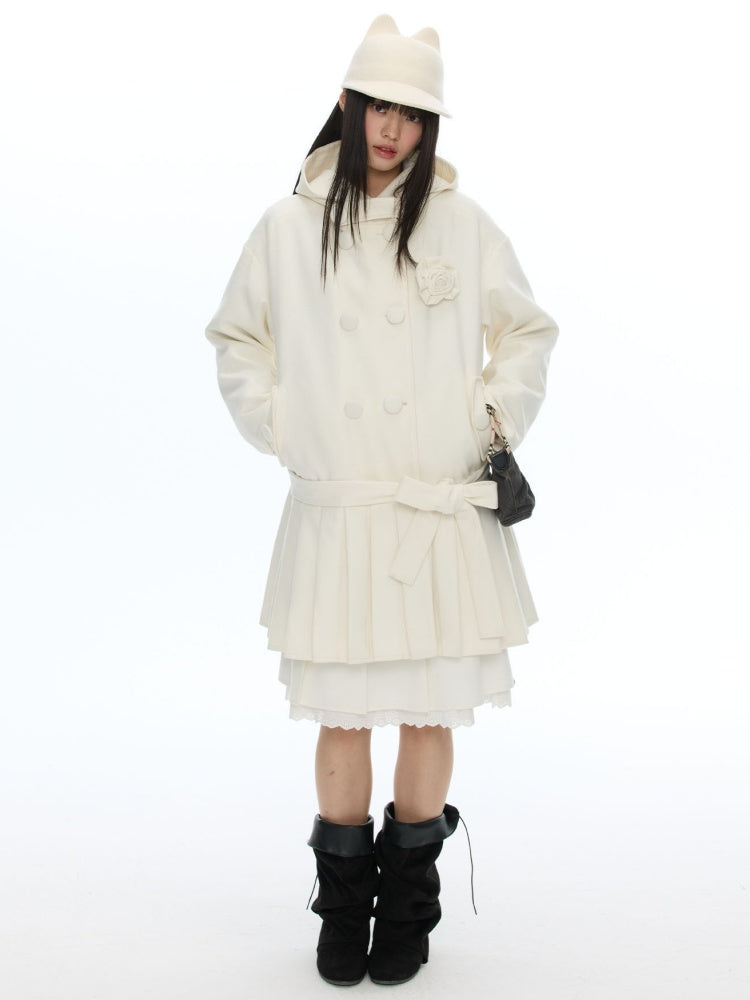 Piano Key Polka Dot Woolen Pleated Skirt【s0000019053】