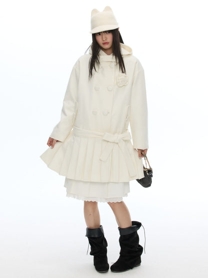 Piano Key Polka Dot Woolen Pleated Skirt【s0000019053】
