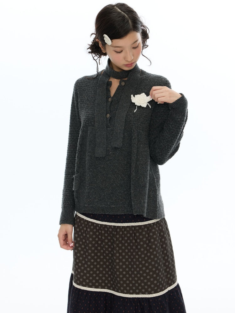 Crochet Wing Flower Twisted Pattern Sweater【s0000019054】