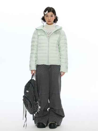 White Duck Down Cold-Resistant Warm Hooded Ribs Down Jacket【s0000019055】