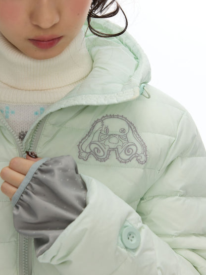 White Duck Down Cold-Resistant Warm Hooded Ribs Down Jacket【s0000019055】