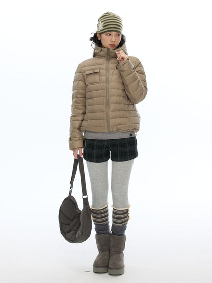 White Duck Down Cold-Resistant Warm Hooded Ribs Down Jacket【s0000019055】
