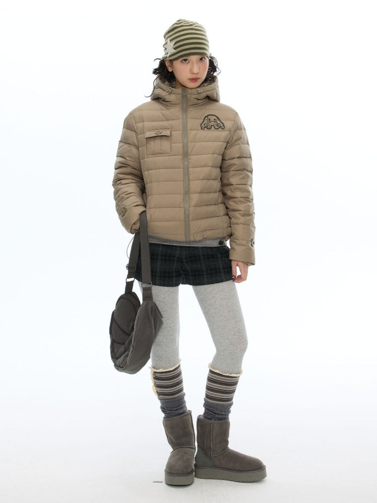 White Duck Down Cold-Resistant Warm Hooded Ribs Down Jacket【s0000019055】
