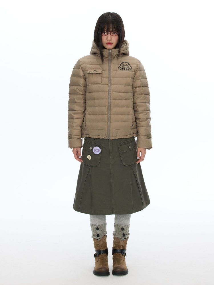 White Duck Down Cold-Resistant Warm Hooded Ribs Down Jacket【s0000019055】