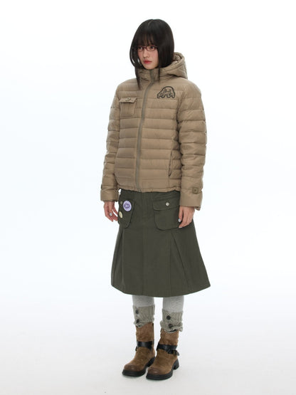 White Duck Down Cold-Resistant Warm Hooded Ribs Down Jacket【s0000019055】