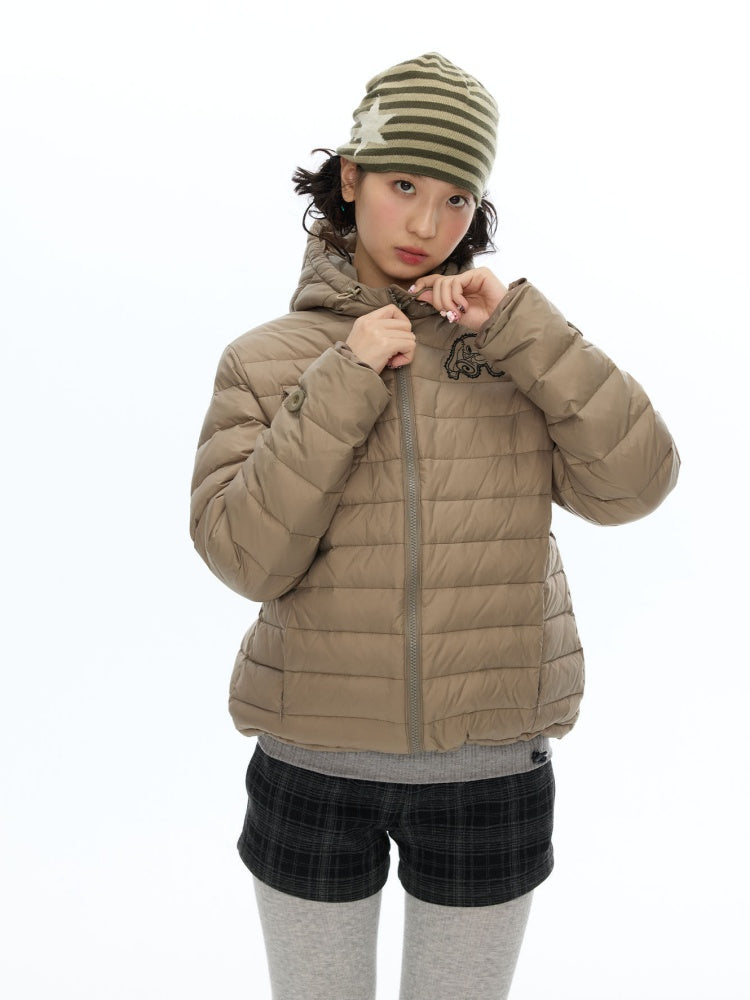 White Duck Down Cold-Resistant Warm Hooded Ribs Down Jacket【s0000019055】