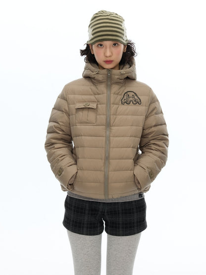 White Duck Down Cold-Resistant Warm Hooded Ribs Down Jacket【s0000019055】