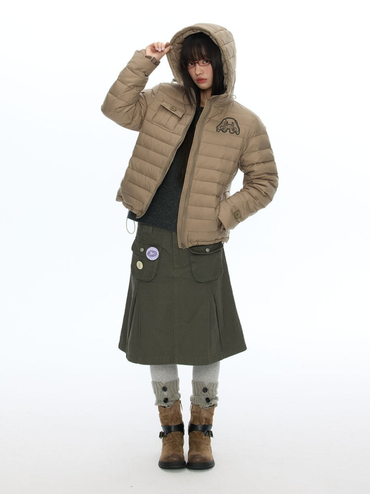 White Duck Down Cold-Resistant Warm Hooded Ribs Down Jacket【s0000019055】